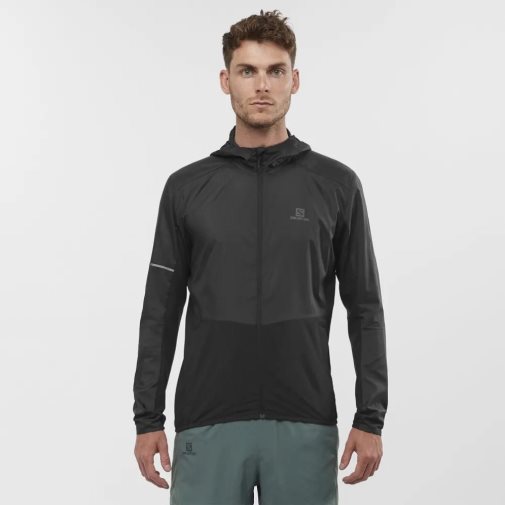 Black Salomon Agile Men's Windbreaker | PH 09348M